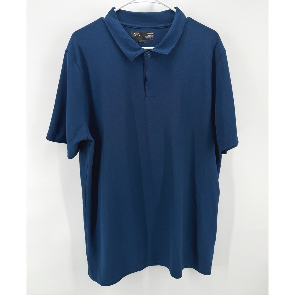 Oakley Polo Shirt Blue Hydrolix Golf Preppy Casual Performance Logo Men XL EUC